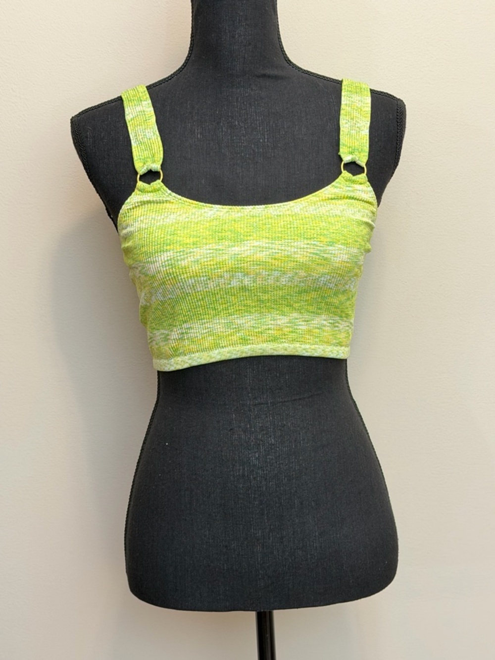 NWOT Aerie Seamless Ring Longline Bralette Womens M Green Ribbed Cropped Sports